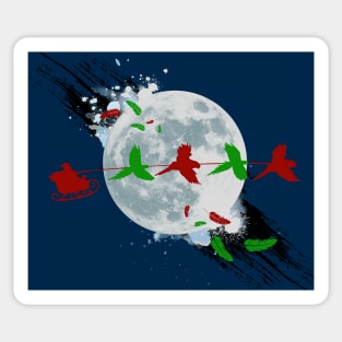 Funny Santa's Sleigh Ride with Christmas Macaw Parrots Sticker